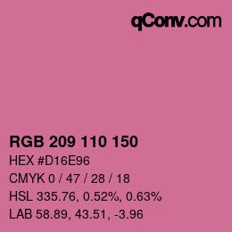 カラーコード: RGB 209 110 150 | qconv.com
