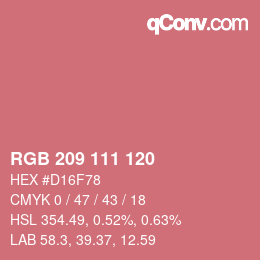 カラーコード: RGB 209 111 120 | qconv.com