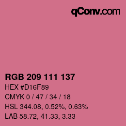 Color code: RGB 209 111 137 | qconv.com
