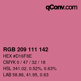 カラーコード: RGB 209 111 142 | qconv.com
