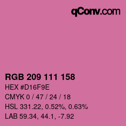 カラーコード: RGB 209 111 158 | qconv.com