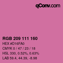 Color code: RGB 209 111 160 | qconv.com