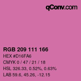 Color code: RGB 209 111 166 | qconv.com