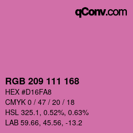 Color code: RGB 209 111 168 | qconv.com