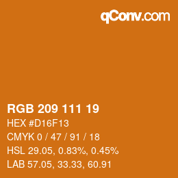 カラーコード: RGB 209 111 19 | qconv.com