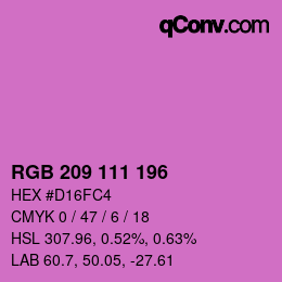 Color code: RGB 209 111 196 | qconv.com