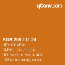 Color code: RGB 209 111 24 | qconv.com