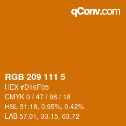 カラーコード: RGB 209 111 5 | qconv.com