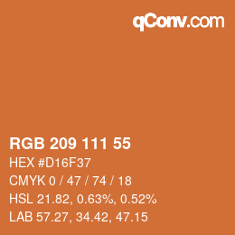 カラーコード: RGB 209 111 55 | qconv.com