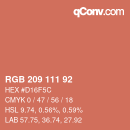颜色代码: RGB 209 111 92 | qconv.com