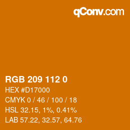 カラーコード: RGB 209 112 0 | qconv.com