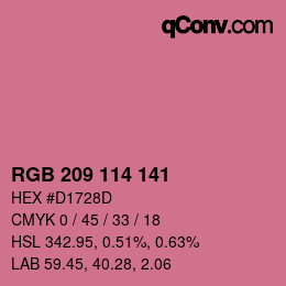 カラーコード: RGB 209 114 141 | qconv.com
