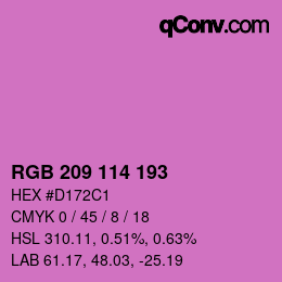 Color code: RGB 209 114 193 | qconv.com