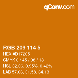 Color code: RGB 209 114 5 | qconv.com