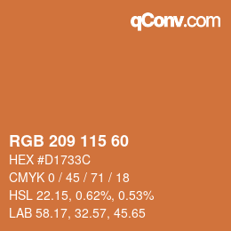 カラーコード: RGB 209 115 60 | qconv.com