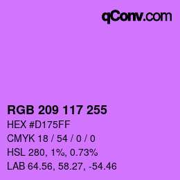 Color code: RGB 209 117 255 | qconv.com