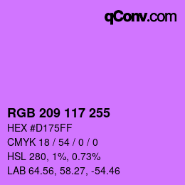 Color code: RGB 209 117 255 | qconv.com