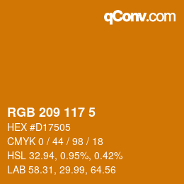 Color code: RGB 209 117 5 | qconv.com