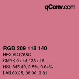 Color code: RGB 209 118 140 | qconv.com