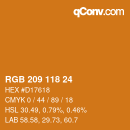 カラーコード: RGB 209 118 24 | qconv.com