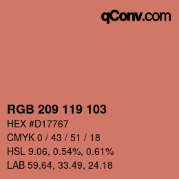 カラーコード: RGB 209 119 103 | qconv.com