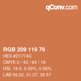 Color code: RGB 209 119 76 | qconv.com