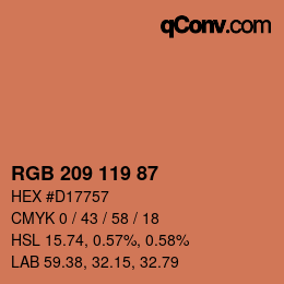 颜色代码: RGB 209 119 87 | qconv.com