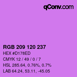 颜色代码: RGB 209 120 237 | qconv.com