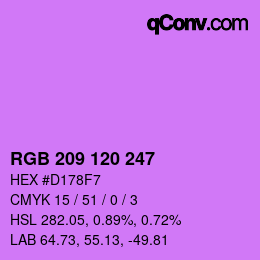 Color code: RGB 209 120 247 | qconv.com