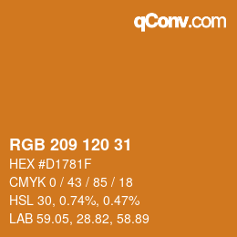 颜色代码: RGB 209 120 31 | qconv.com