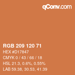 颜色代码: RGB 209 120 71 | qconv.com