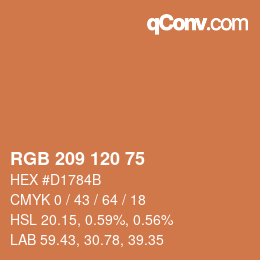 Color code: RGB 209 120 75 | qconv.com
