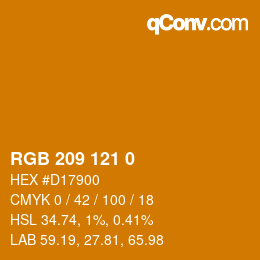 Color code: RGB 209 121 0 | qconv.com