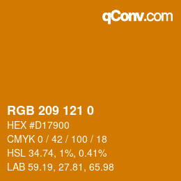 カラーコード: RGB 209 121 0 | qconv.com
