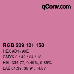 カラーコード: RGB 209 121 158 | qconv.com