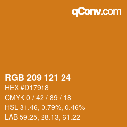 カラーコード: RGB 209 121 24 | qconv.com