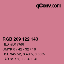 カラーコード: RGB 209 122 143 | qconv.com