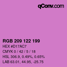Farbcode: RGB 209 122 199 | qconv.com