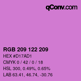 カラーコード: RGB 209 122 209 | qconv.com