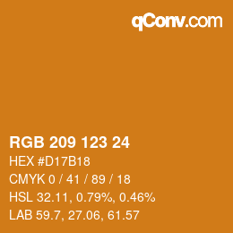 カラーコード: RGB 209 123 24 | qconv.com