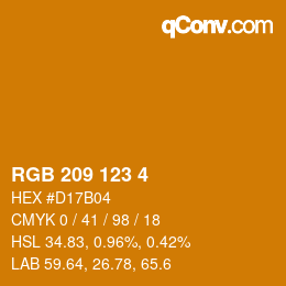 カラーコード: RGB 209 123 4 | qconv.com