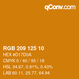 Color code: RGB 209 125 10 | qconv.com