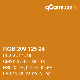 カラーコード: RGB 209 125 24 | qconv.com
