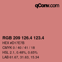 カラーコード: RGB 209 126.4 123.4 | qconv.com