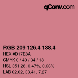 カラーコード: RGB 209 126.4 138.4 | qconv.com