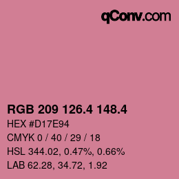 カラーコード: RGB 209 126.4 148.4 | qconv.com