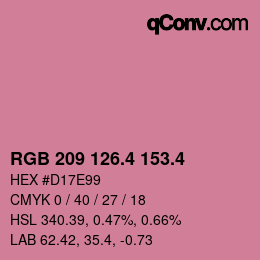 カラーコード: RGB 209 126.4 153.4 | qconv.com