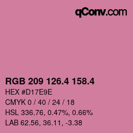 カラーコード: RGB 209 126.4 158.4 | qconv.com