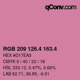カラーコード: RGB 209 126.4 163.4 | qconv.com