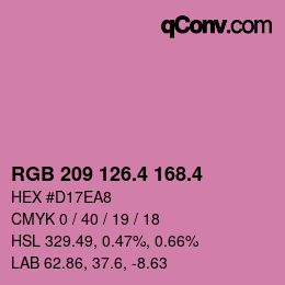 カラーコード: RGB 209 126.4 168.4 | qconv.com